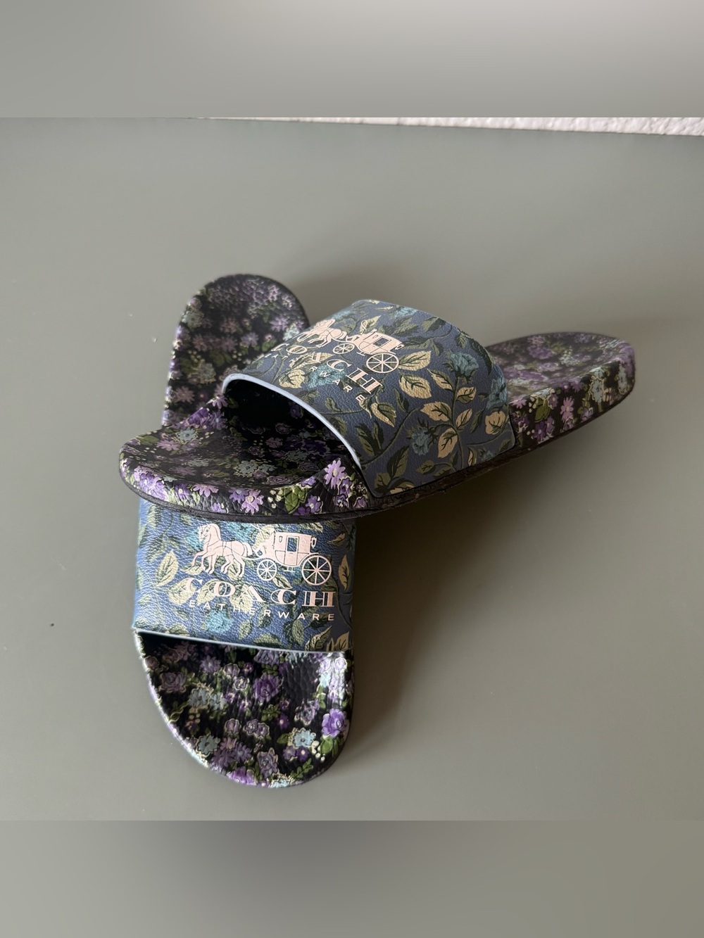 Coach Udele Sport Slides with Floral Print size 9
